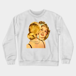 Blonde girl looking at herself in the mirror Crewneck Sweatshirt